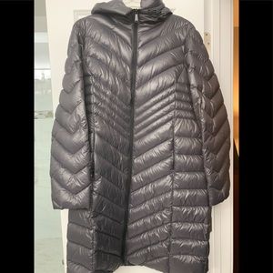 Gray packable down coat